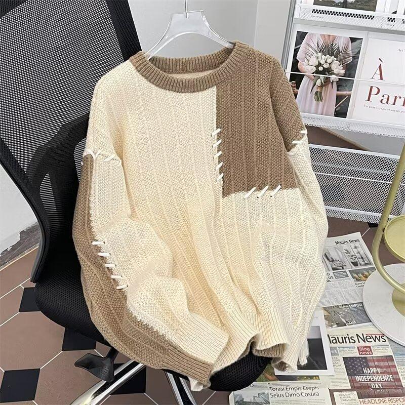 Crewneck Two Tone Sweater Product Image