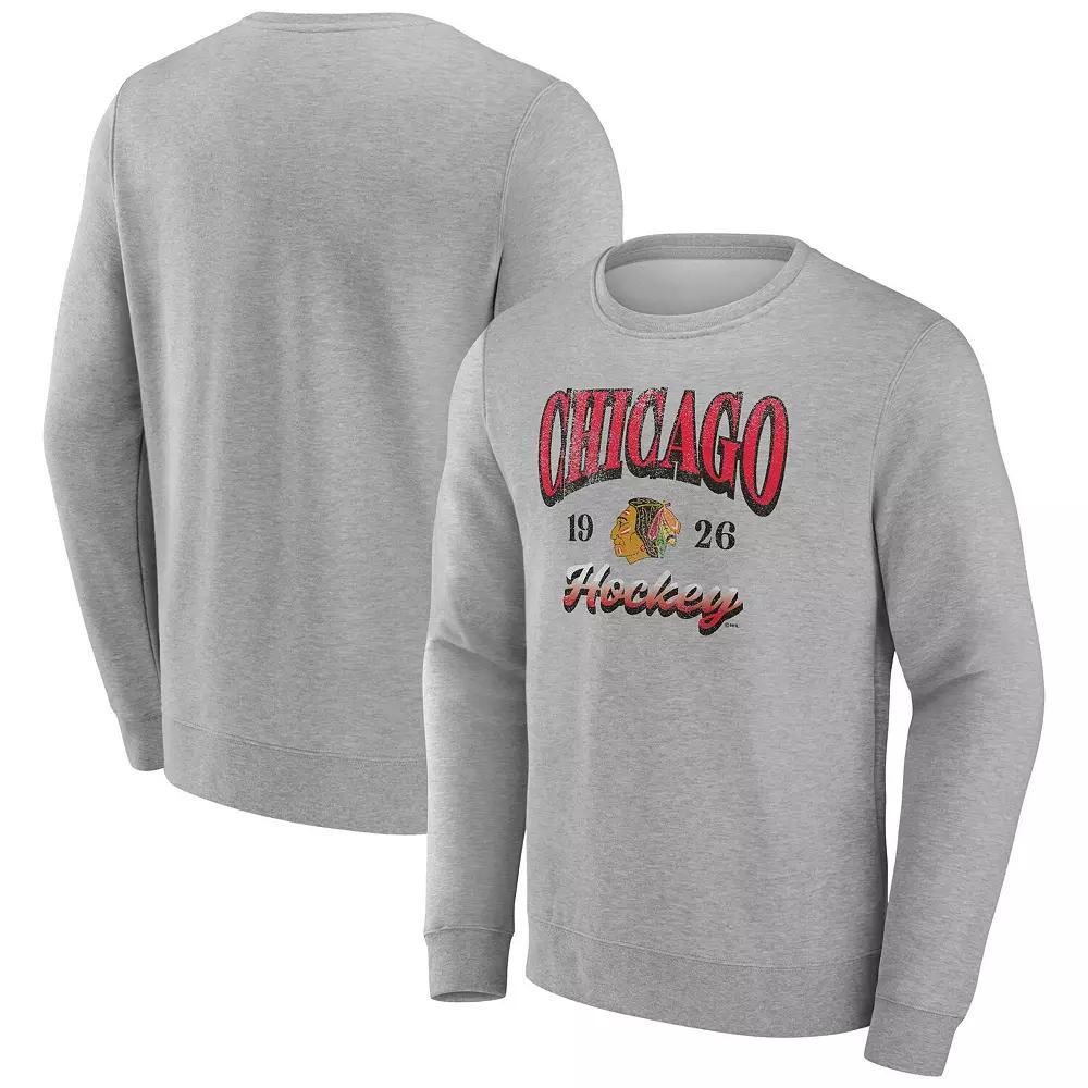 Men's Fanatics Gray Chicago Blackhawks Nimbus Fleece Pullover Sweatshirt, Size: Medium, Grey Product Image