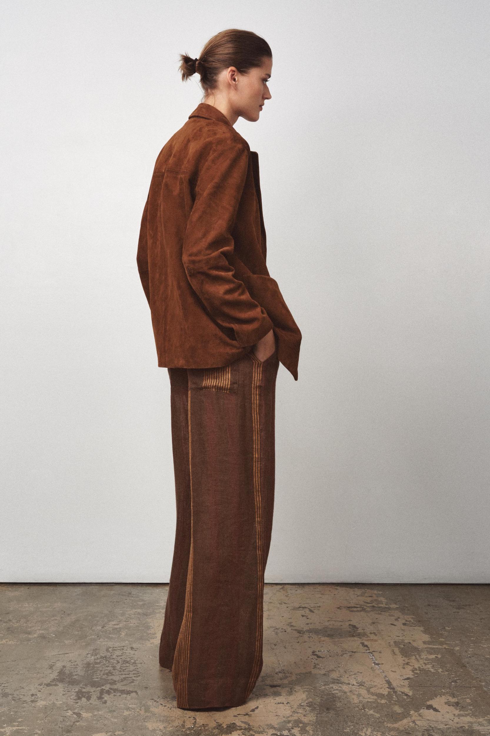 100% LINEN STRIPED PANTS ZW COLLECTION Product Image