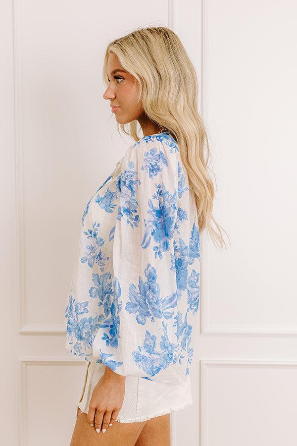 Garden Serenade Floral Top in Blue Product Image