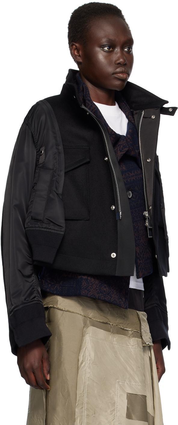 SACAI Black Paneled Bomber Jacket In 001 Black Product Image