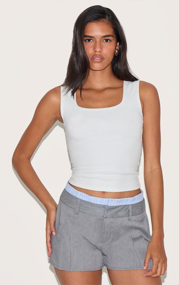 Grey Woven Stripe Contrast Tailored Shorts Product Image