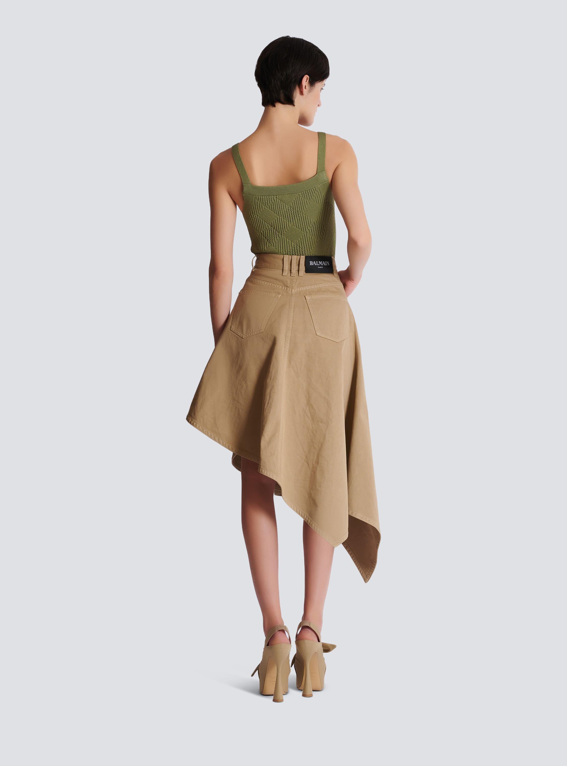 Asymmetrical pleated skirt in cotton canvas Product Image