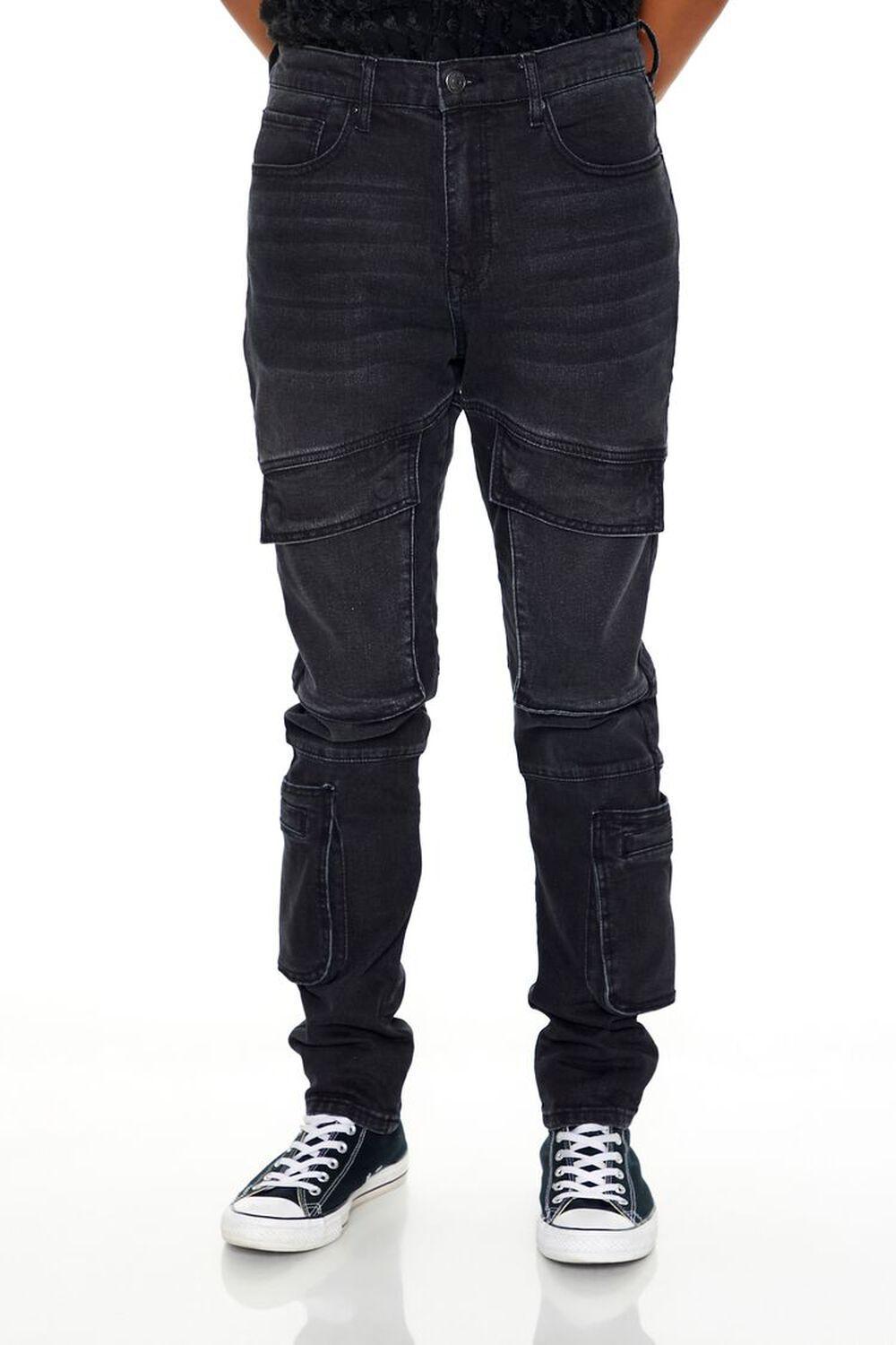 Slim-Fit Mid-Rise Cargo Jeans | Forever 21 Product Image