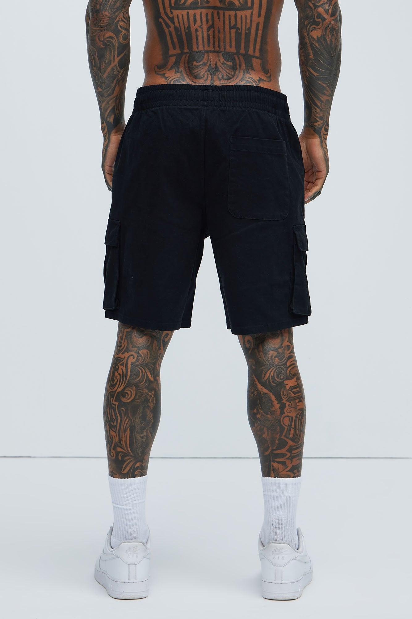 Twill Volley Cargo Shorts - Black Product Image