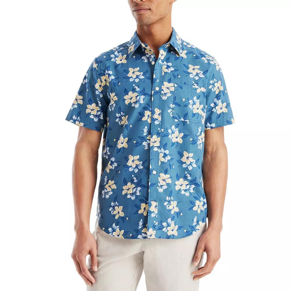 Men's Nautica Floral Short-Sleeve Shirt, Size: Small, Blue Flowers Product Image