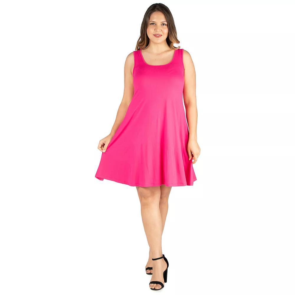 Plus Size 24seven Comfort Apparel Fit and Flare Knee Length Tank Top Dress, Women's, Size: 3XL, Orange Product Image