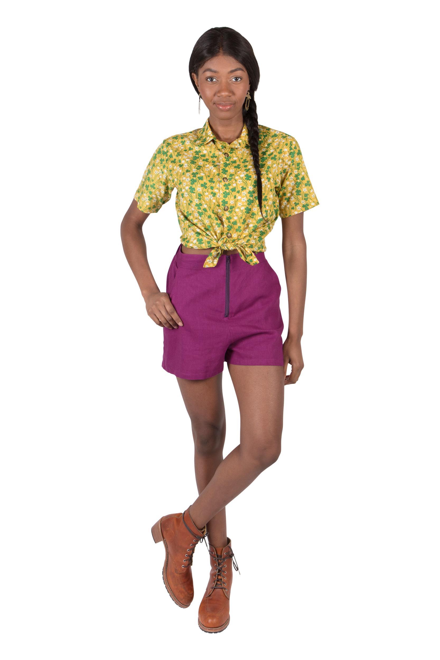 Breezy Shorts in Electric Violet Linen Product Image