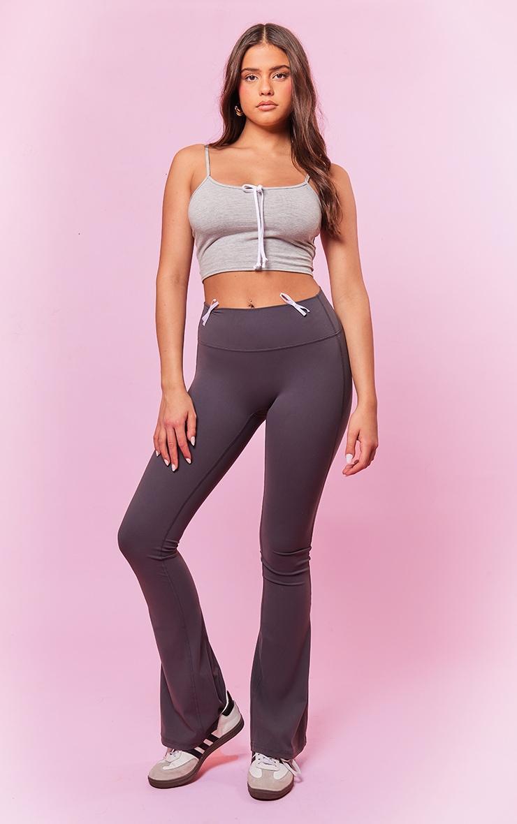 Grey Marl Cotton Bow Tie Front Cami Top Product Image