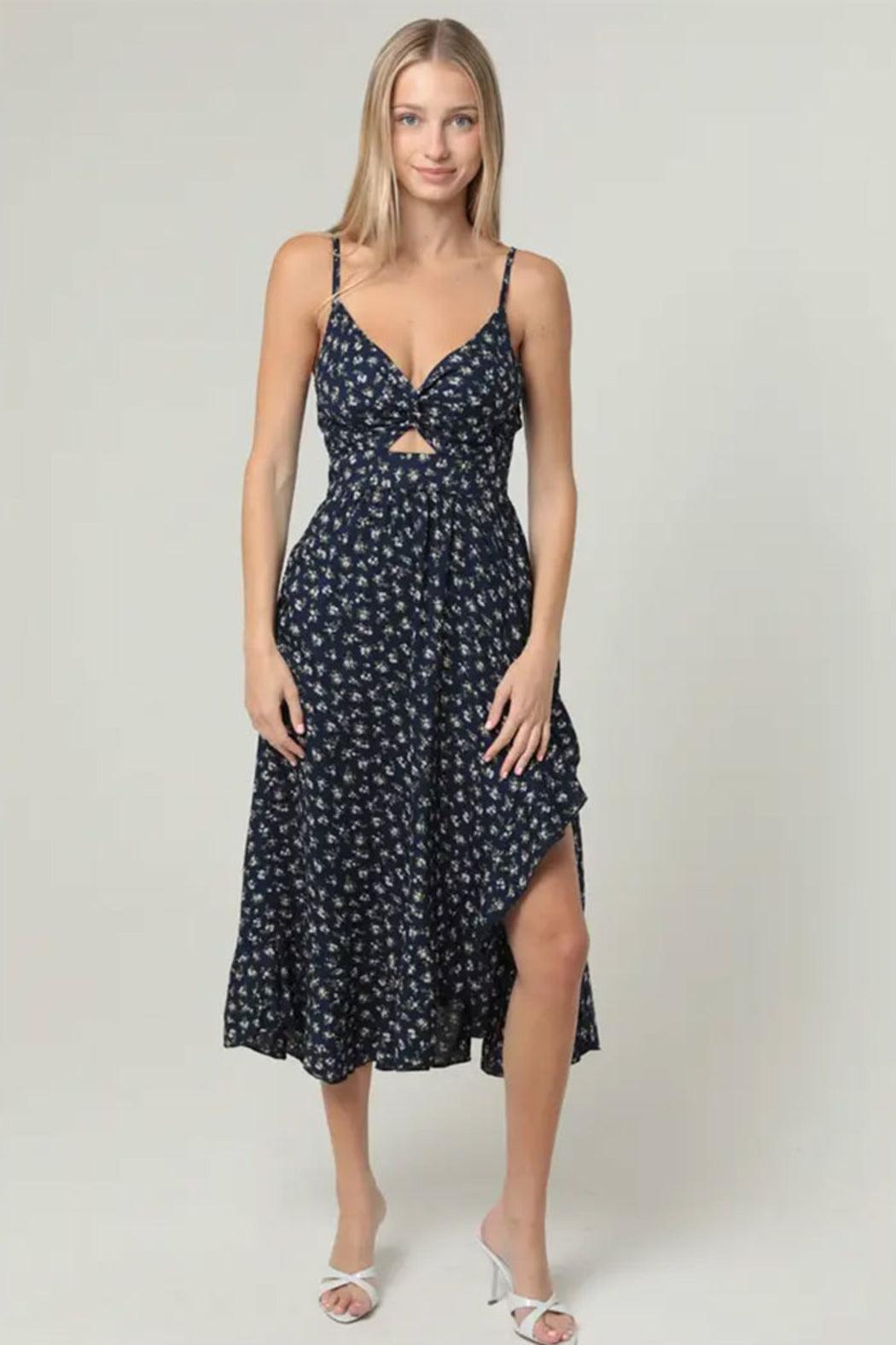 Front Cut Out Side Slit Ruffle Midi Product Image