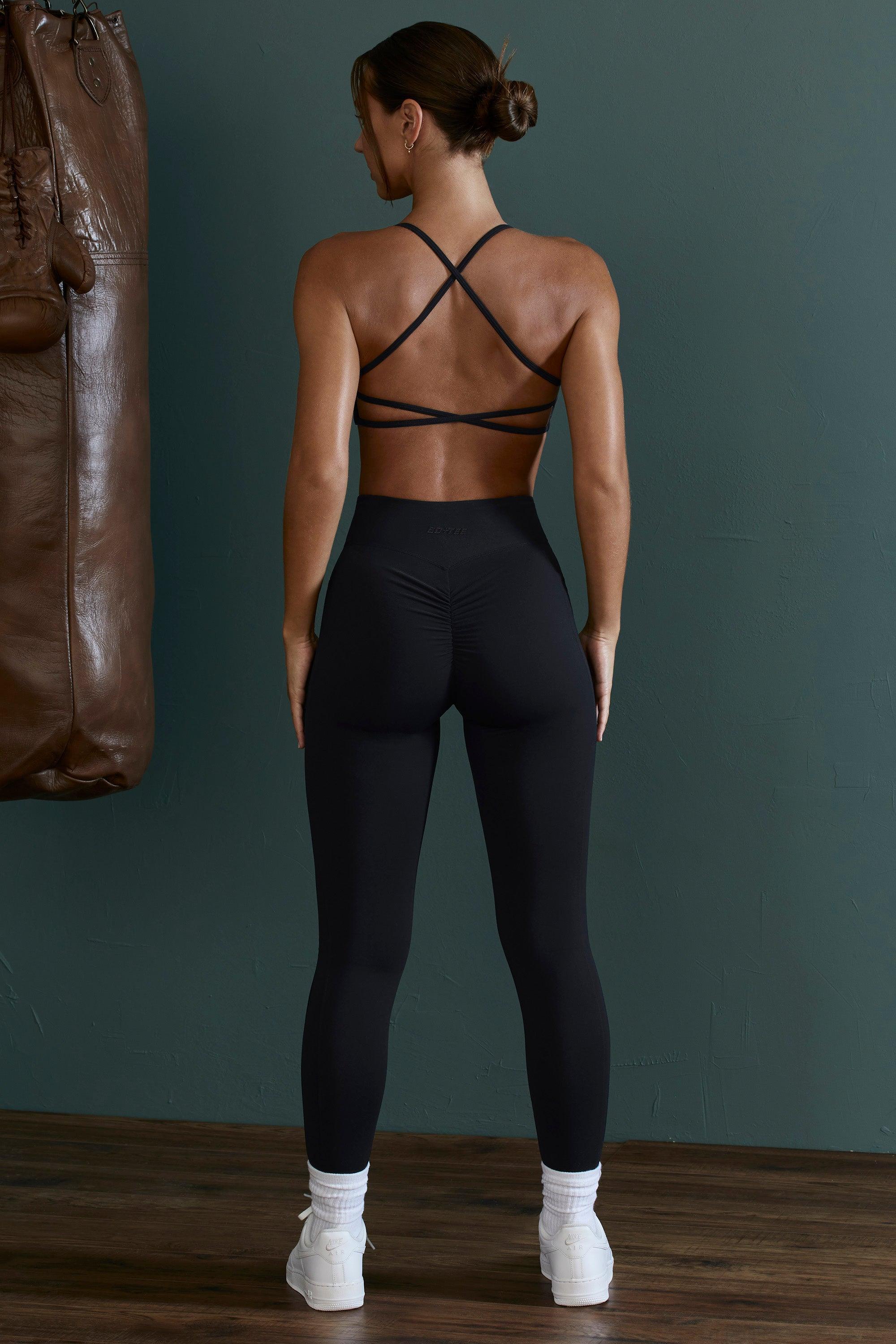 High Waist Wrap Over Leggings in Black Product Image