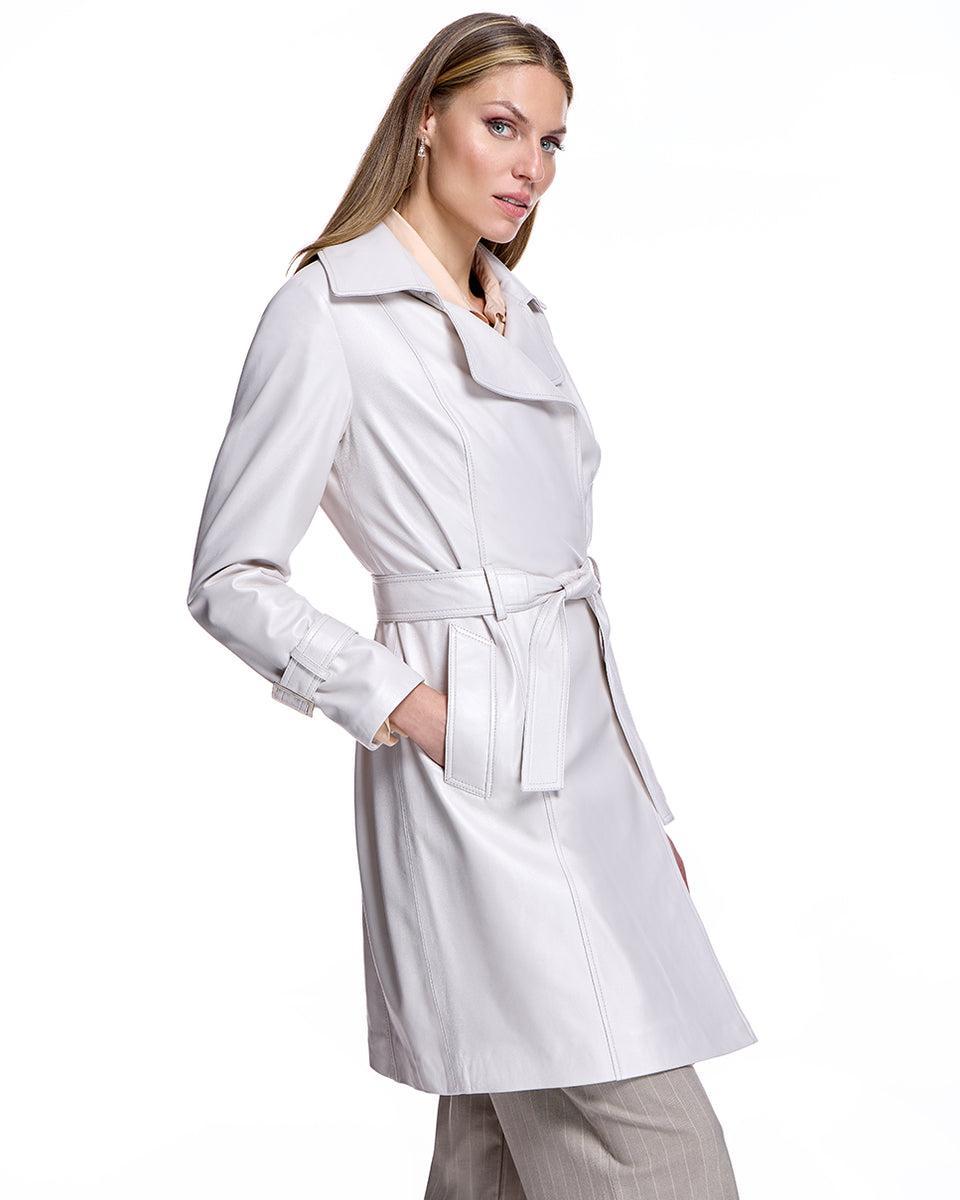 Julia and Stella by Maximilian Belted Leather Coat -Max Product Image