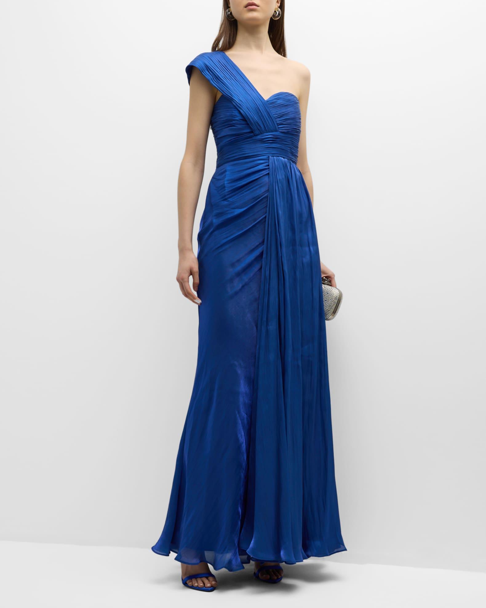 Pleated One-Shoulder Draped Gown Product Image