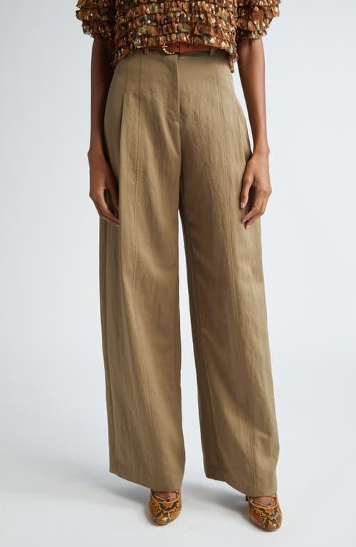 ULLA JOHNSON Delvine High-rise Pleated Wide-leg Pants In Driftwood Product Image