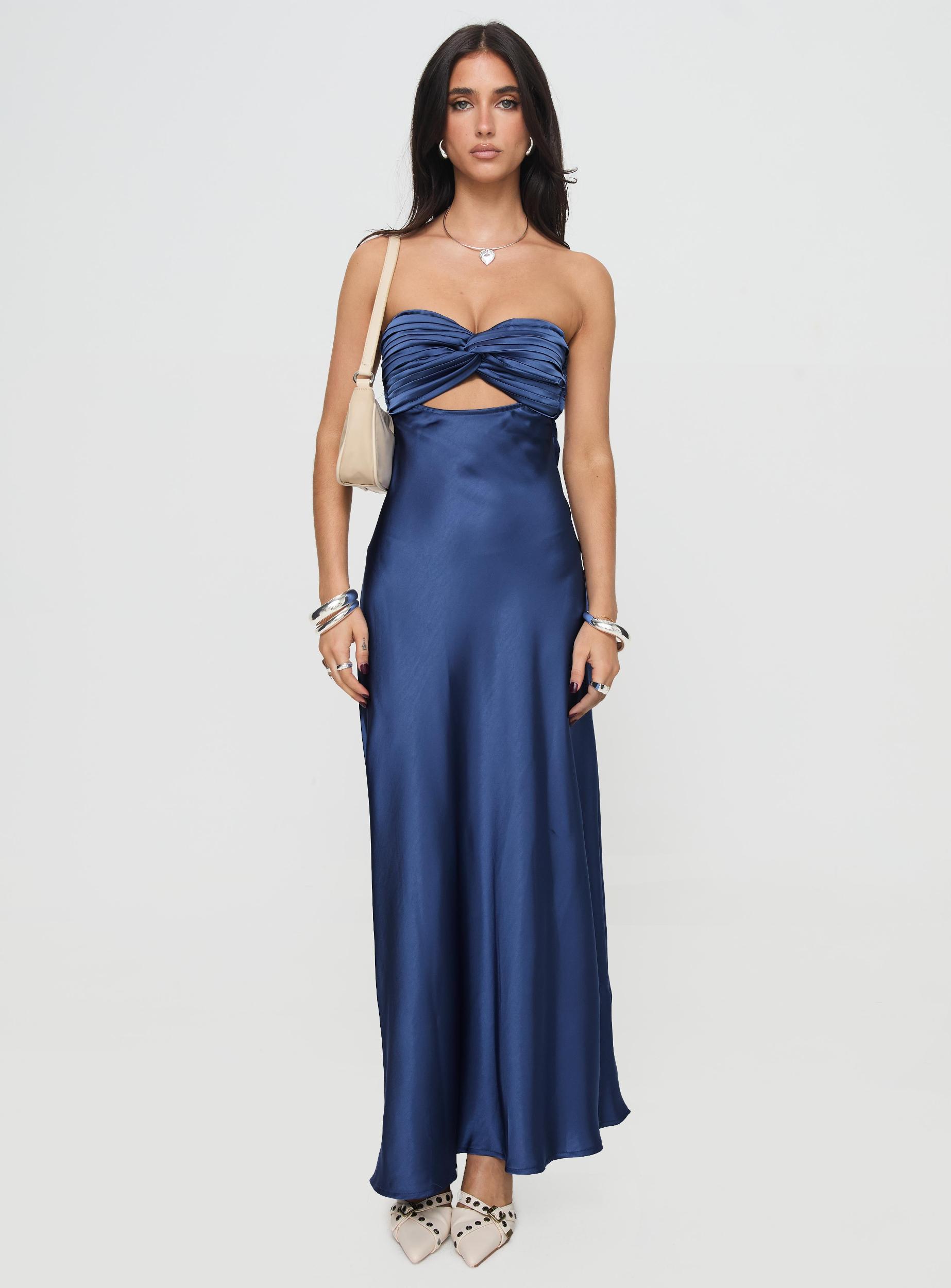 Faviola Strapless Maxi Dress Blue Product Image