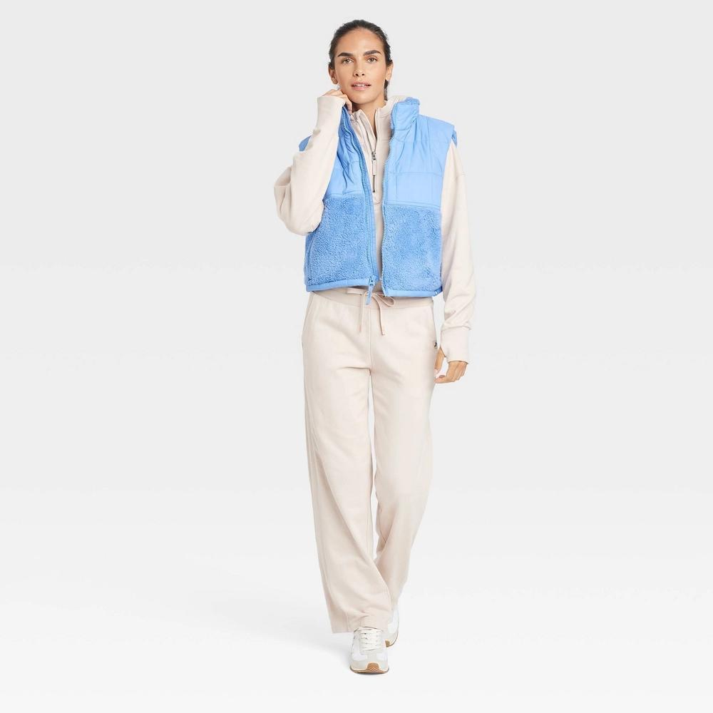 Womens High Pile and Quilted Vest - JoyLab Light Blue XS Product Image