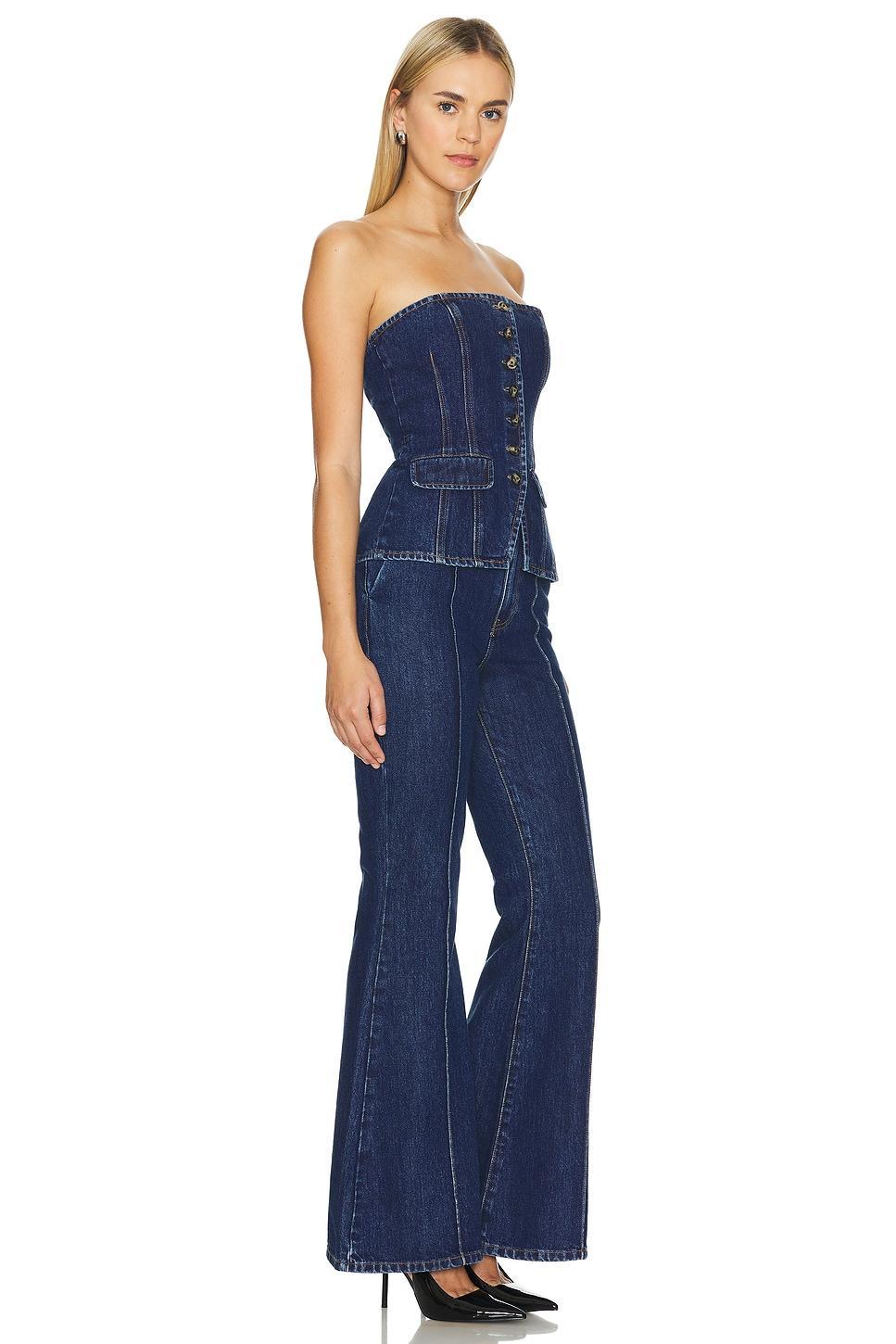 Denim Bandeau Jumpsuit self-portrait Product Image