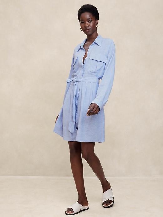 Linen-Blend Utility Mini Shirtdress Product Image