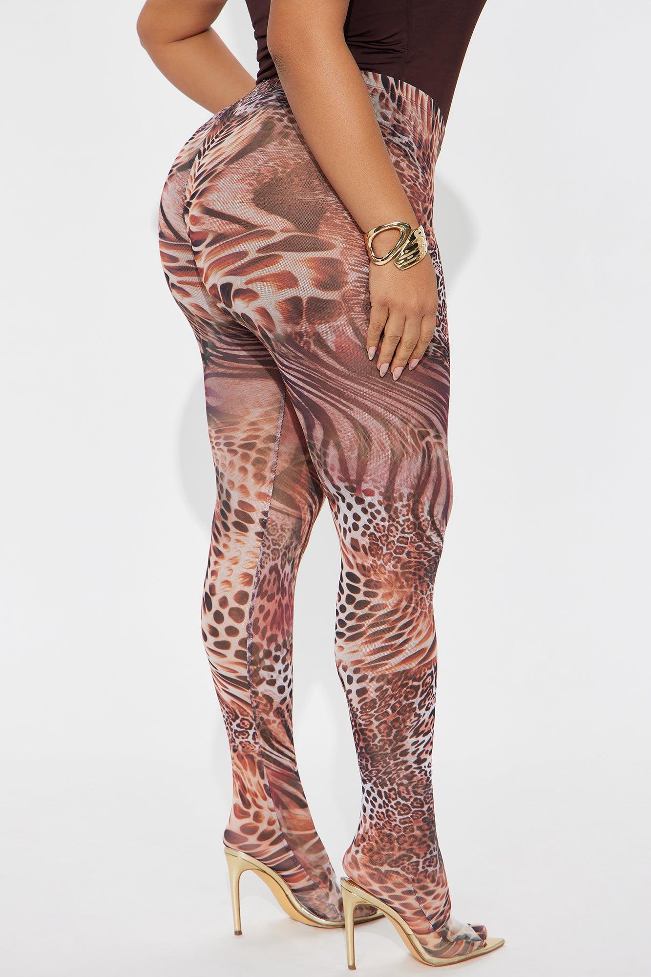Fierce Attitude Leopard Mesh Footed Legging - Leopard Female Product Image