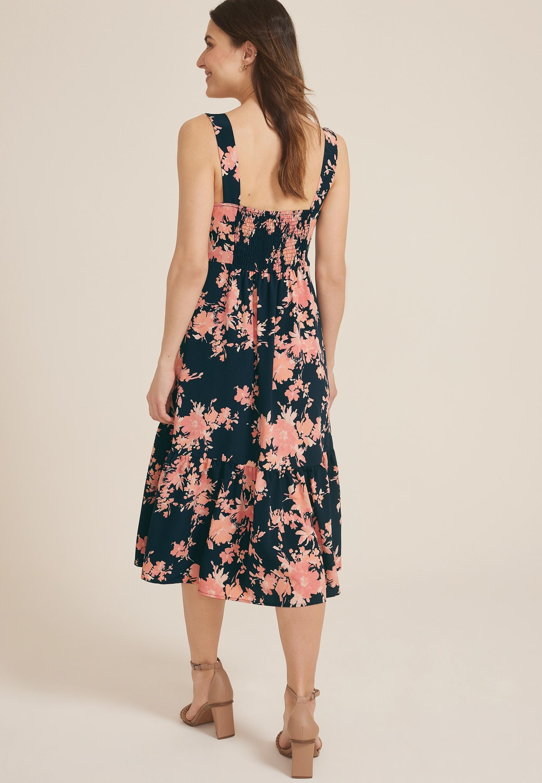 Maurices Womens Sweetheart Floral Tiered Midi Dress Product Image