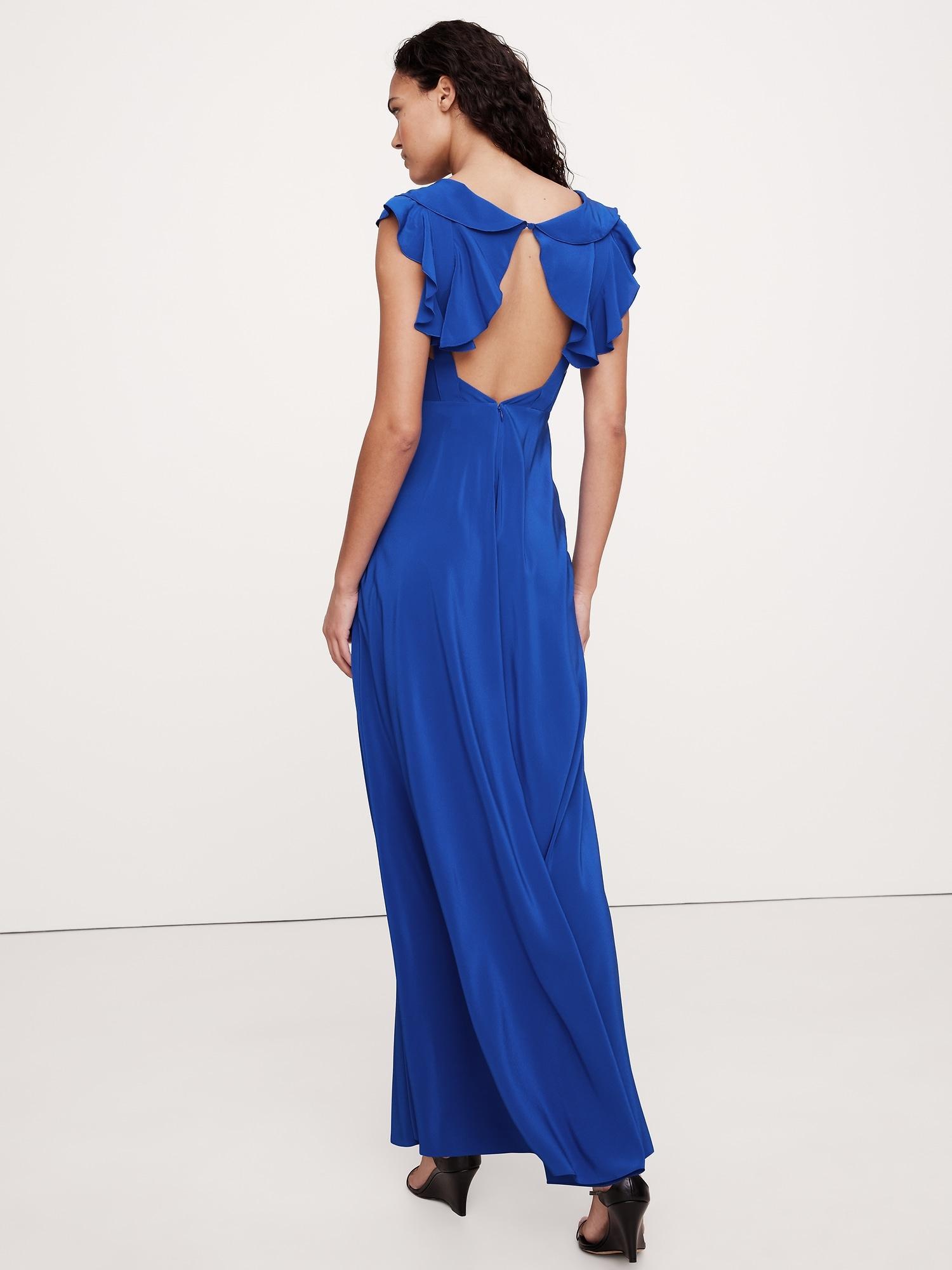 Matte Silk Open-Back Maxi Dress Product Image