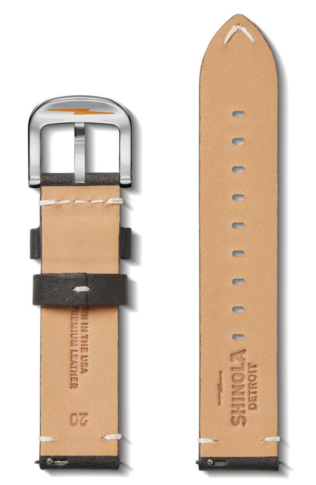 SHINOLA 20mm Leather Watch Strap In Black Product Image