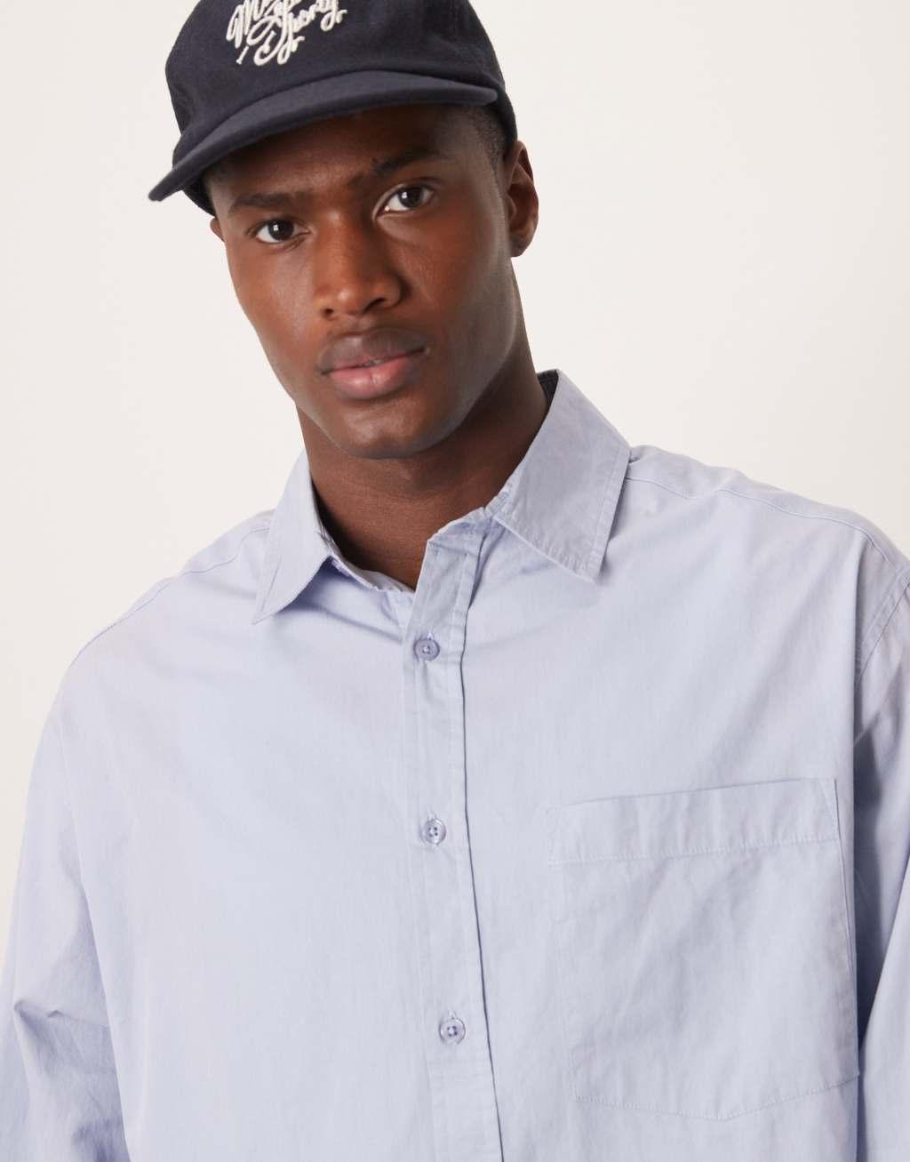 ASOS DESIGN oversized poplin shirt in blue Product Image