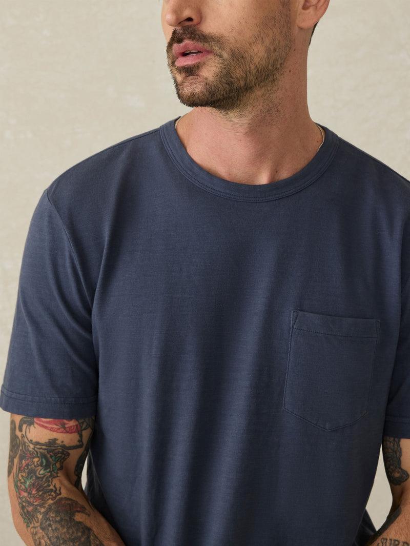 Sunwashed Regenerative Cotton Pocket Tee - Dune Navy Product Image