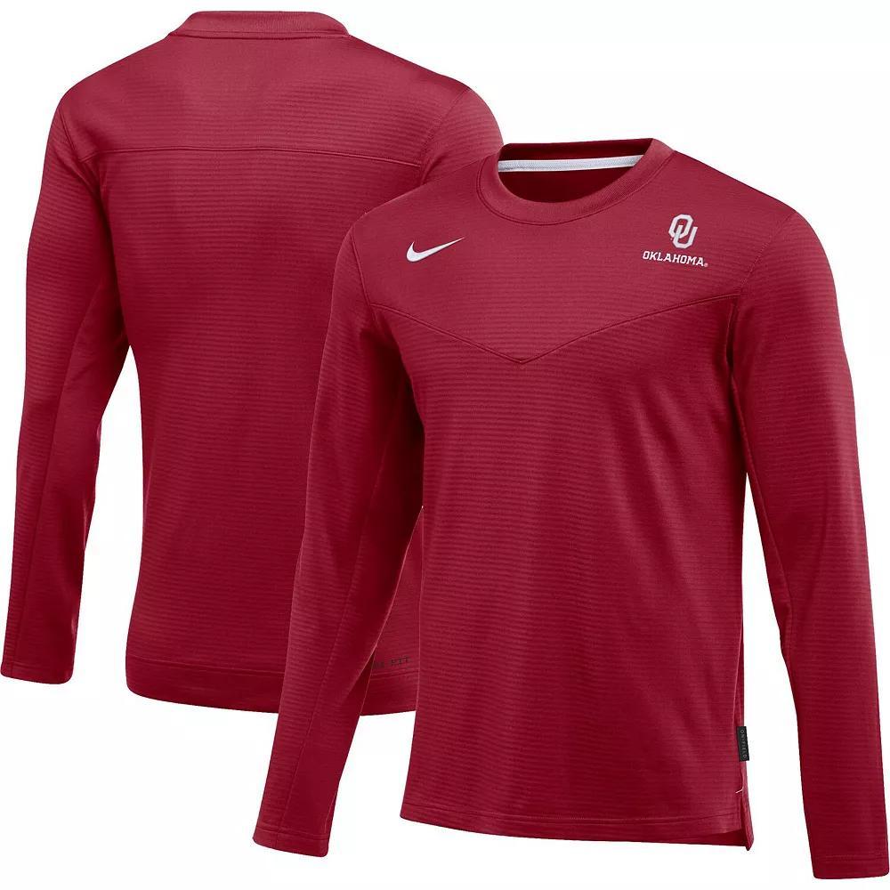 Men's Nike Crimson Oklahoma Sooners 2022 Game Day Sideline Performance Long Sleeve T-Shirt,  Product Image