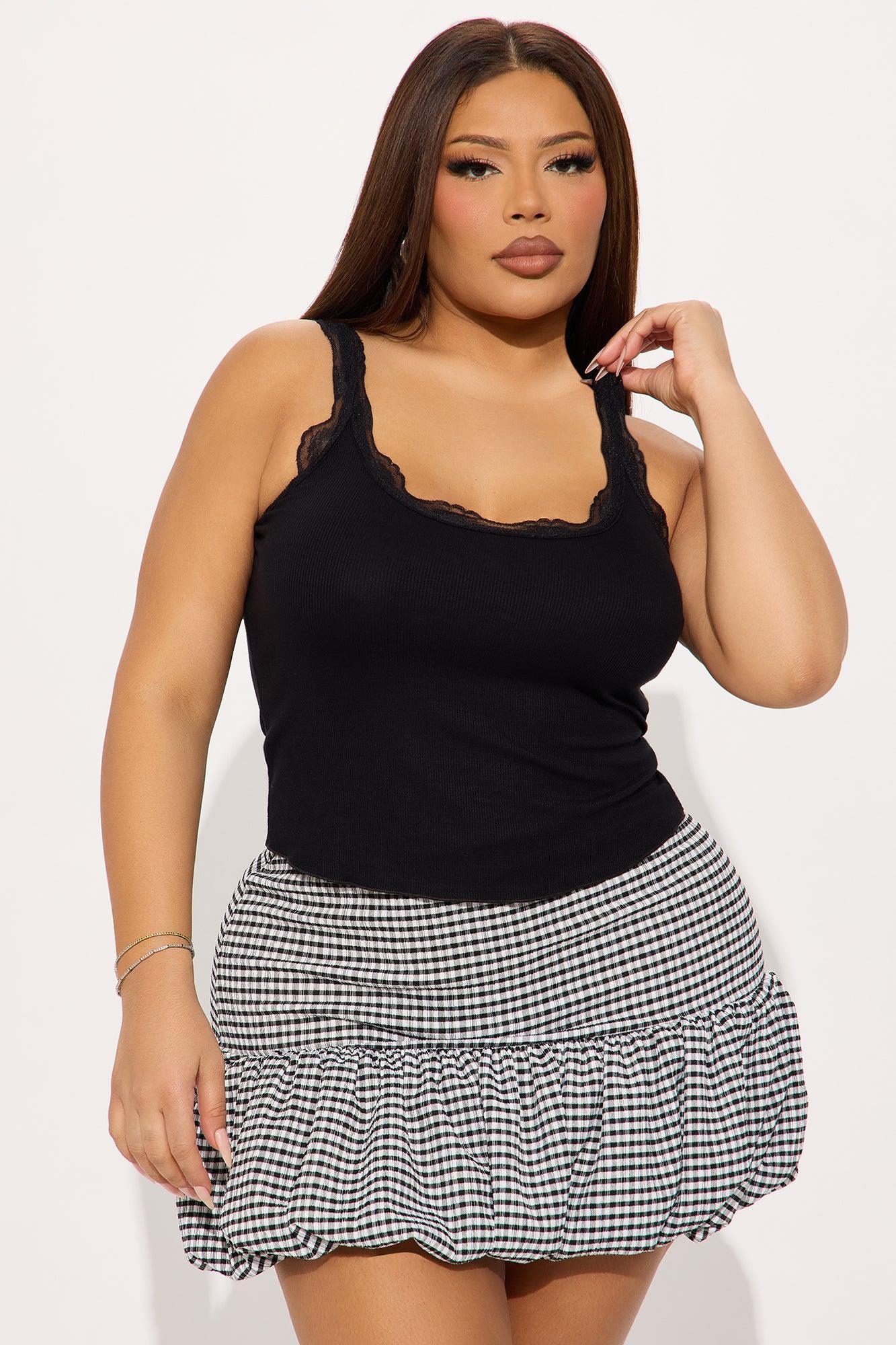 Julianna Lace Trim Tank - Black Product Image