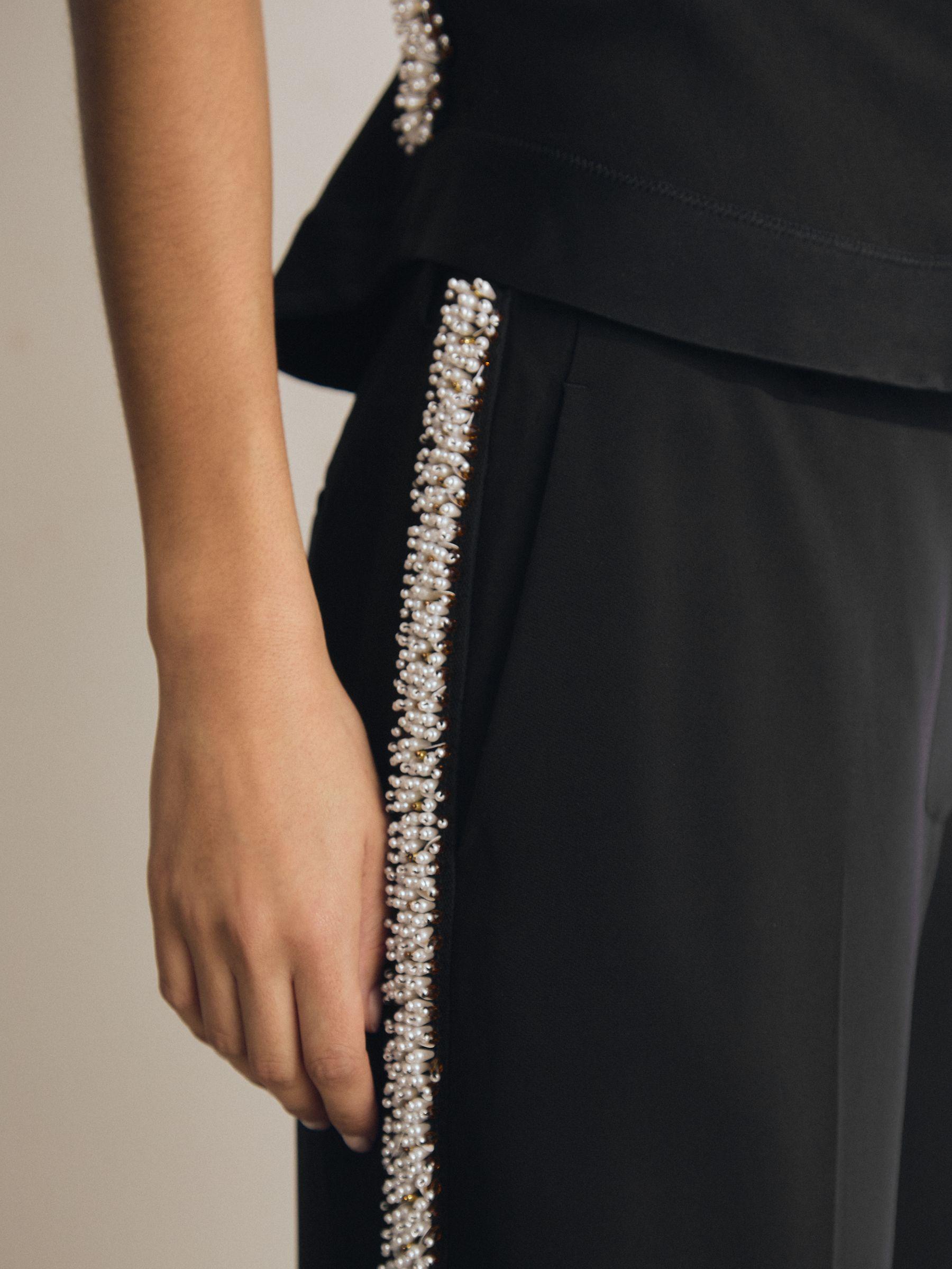 Atelier Embellished Wide-Leg Trousers in Black Product Image