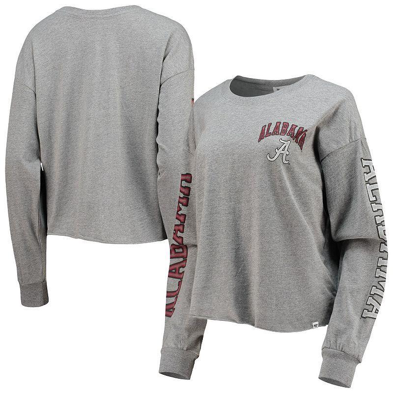 Womens 47 Heathered Gray Alabama Crimson Tide Ultra Max Parkway Long Sleeve Cropped T-Shirt Product Image