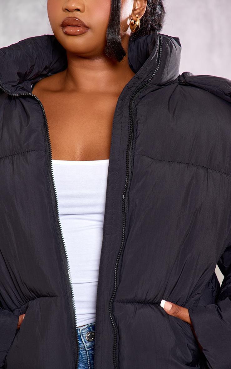 Plus Black Oversized Hooded Puffer Jacket Product Image