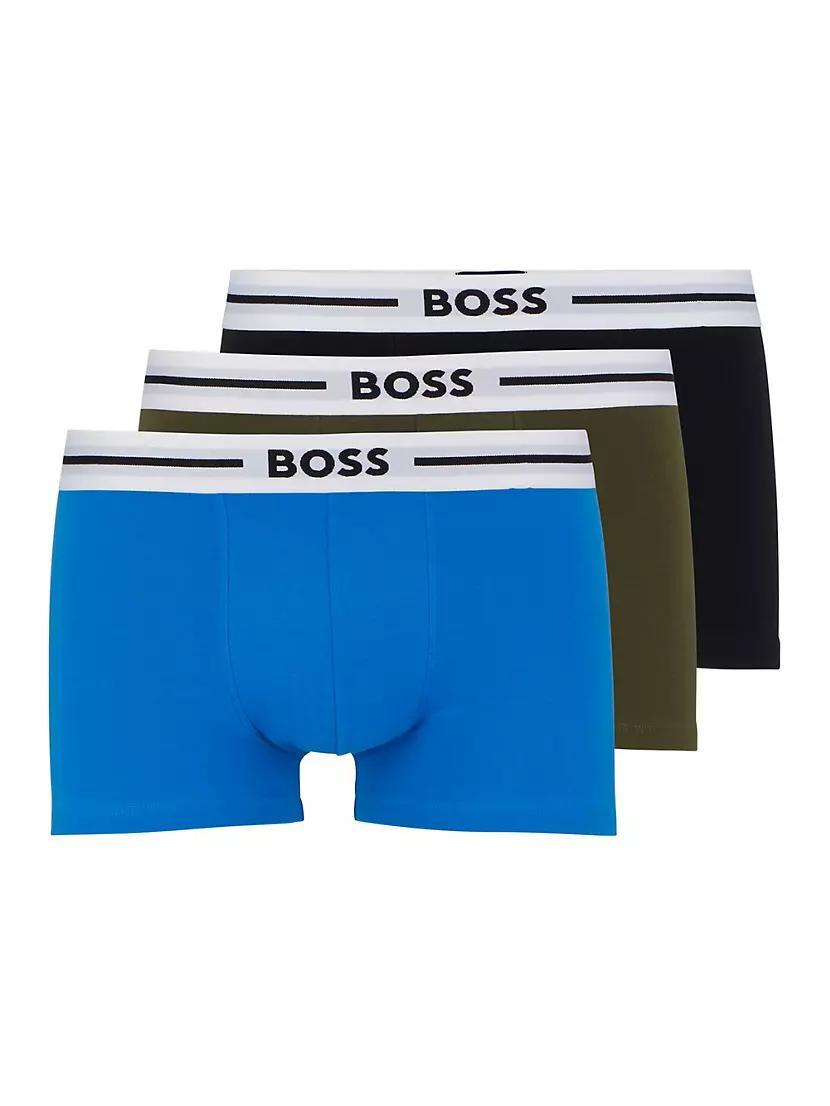 Mens Three-Pack Of Stretch-Cotton Trunks With Logo Waistbands Product Image