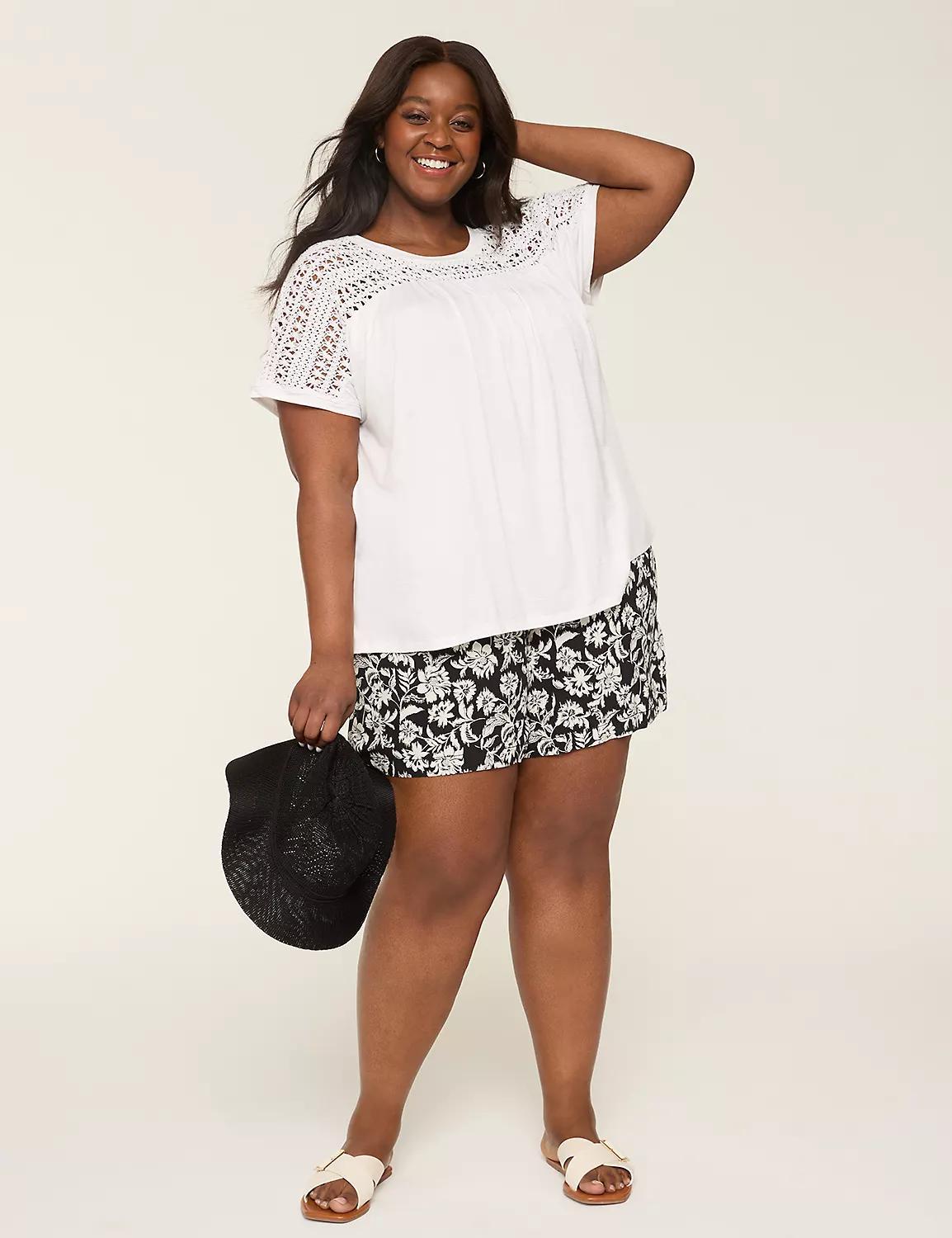 Crochet-Yoke Dolman-Sleeve Top Product Image