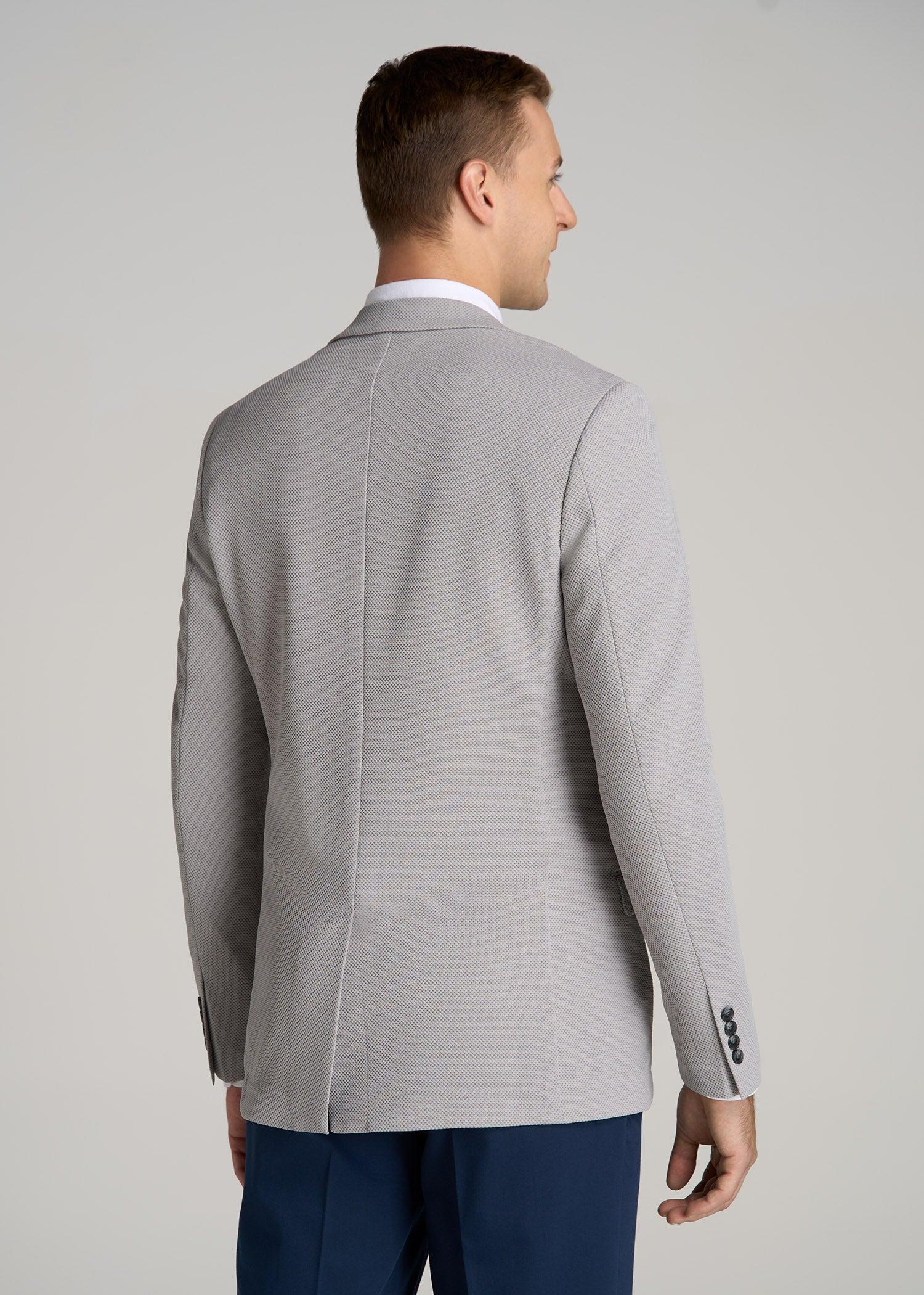 Textured Blazer for Tall Men in Soft Grey Male Product Image