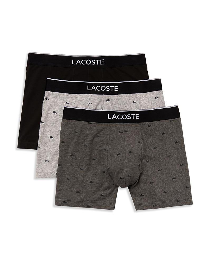 Lacoste Cotton Stretch Logo Waistband Long Boxer Briefs, Pack of 3 Product Image