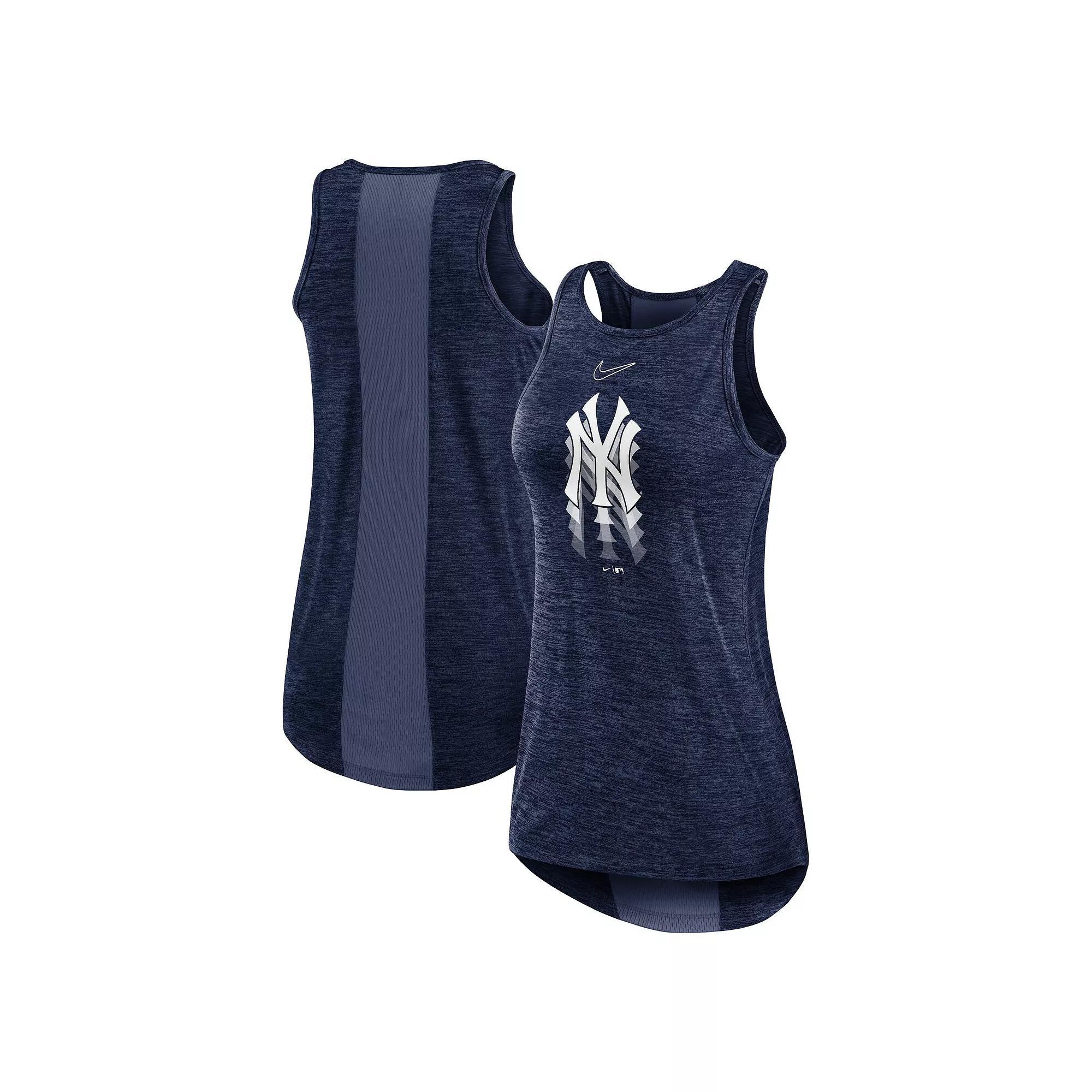 Women's Nike Navy New York Yankees Logo Fade High Neck Performance Tank Top, Size: Medium, Blue Product Image