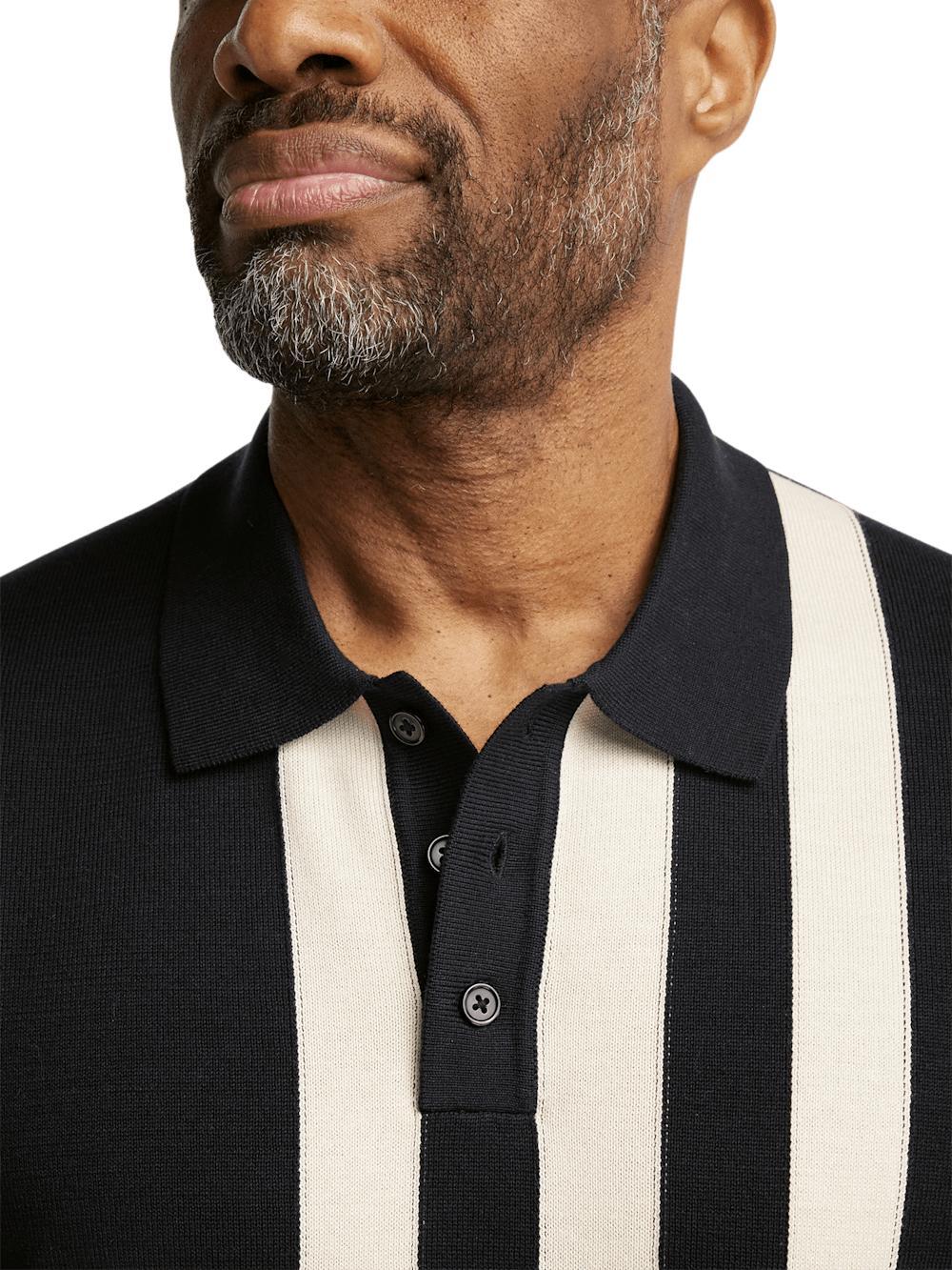 Cotton Three Button Polo - Black Product Image