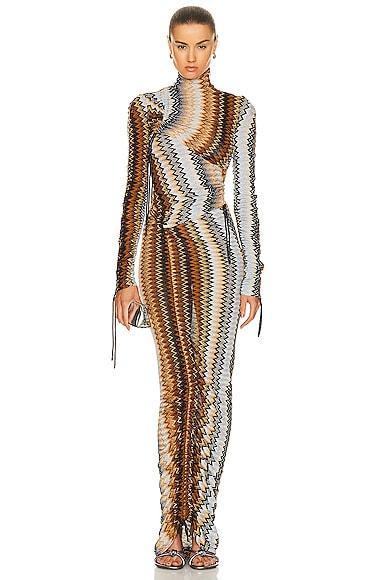 Missoni Turtleneck Long Dress Brown. (also in ). Product Image