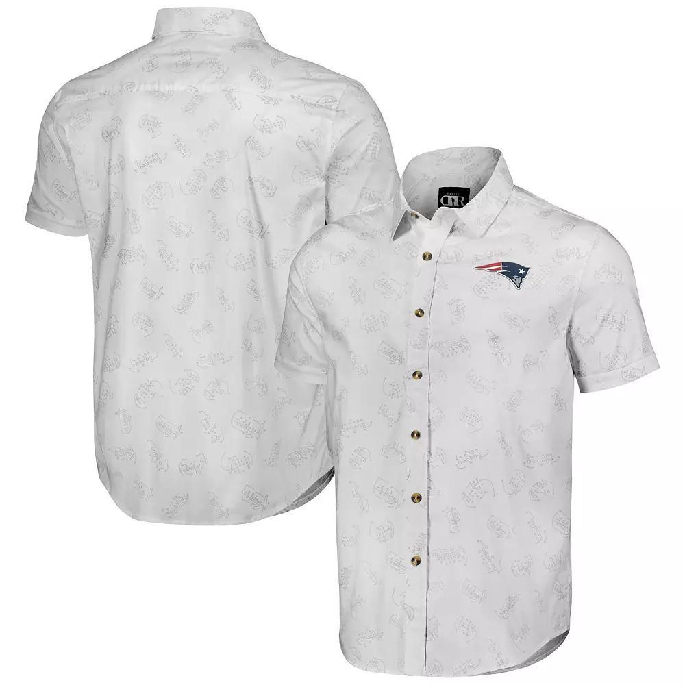 Men's NFL x Darius Rucker Collection by Fanatics White New England Patriots Woven Short Sleeve Button Up Shirt,  Product Image
