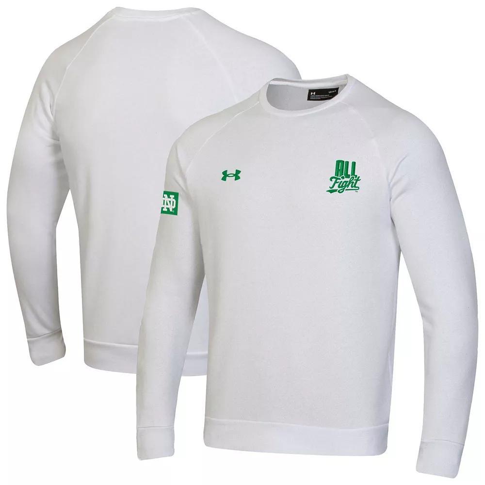 Men's Under Armour White Notre Dame Fighting Irish 2024 Irish Wear Green All Fight Rival Fleece Pullover Sweatshirt, Size: 3XL Product Image