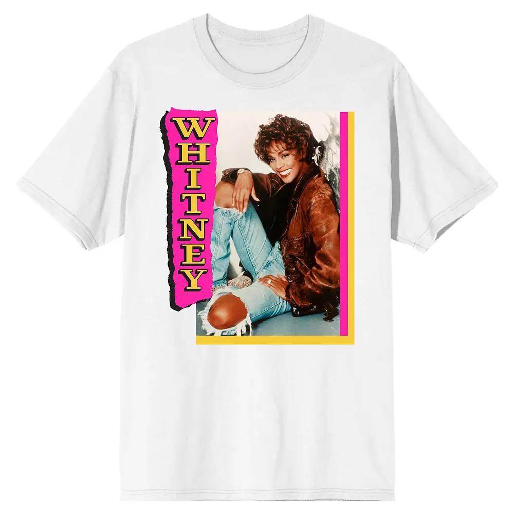 Men's Whitney Houston 90s Photo Tee, Size: Medium, White Product Image