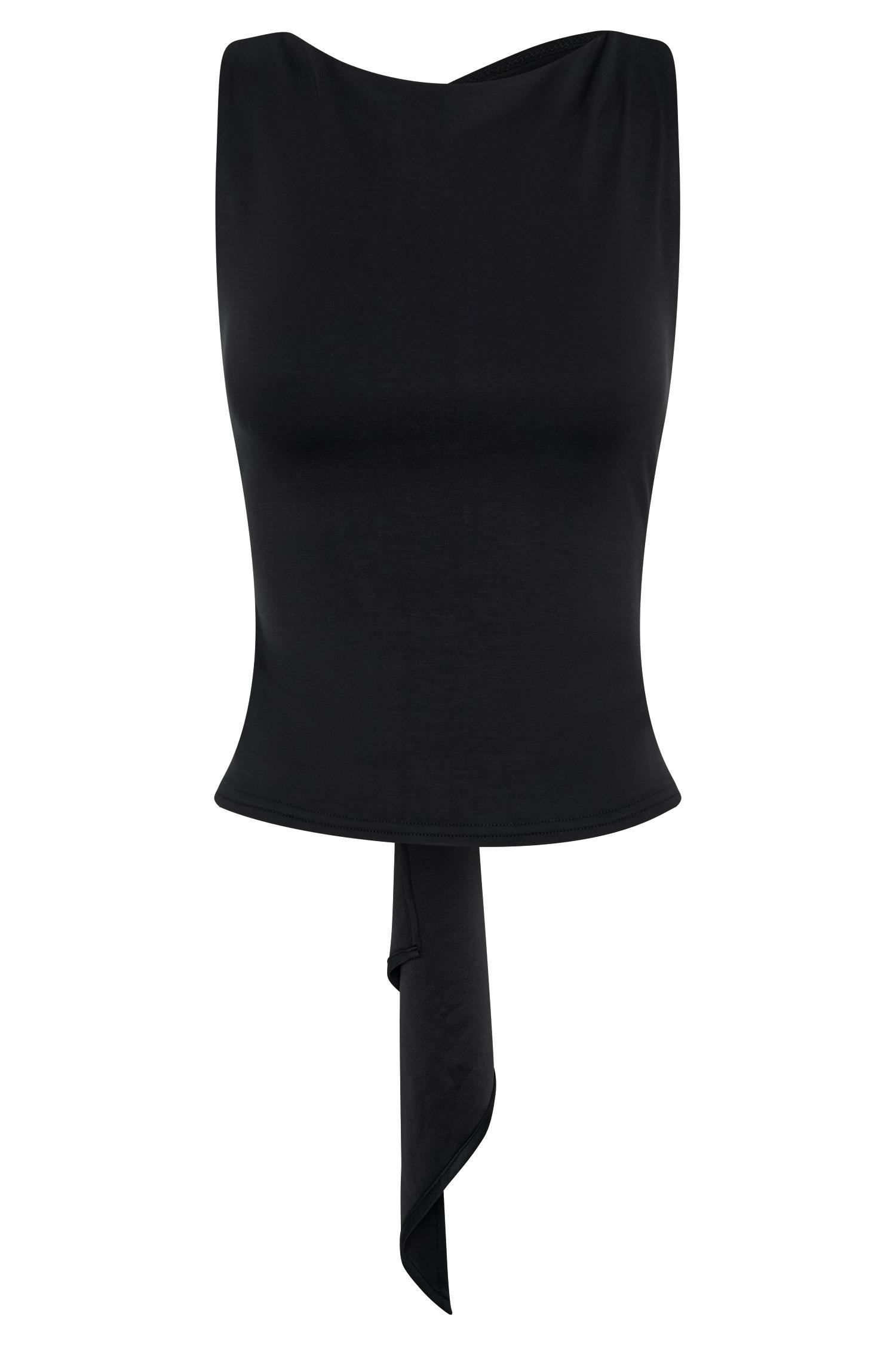 Catelyn Asymmetrical Scuba Jersey Top - Black Product Image