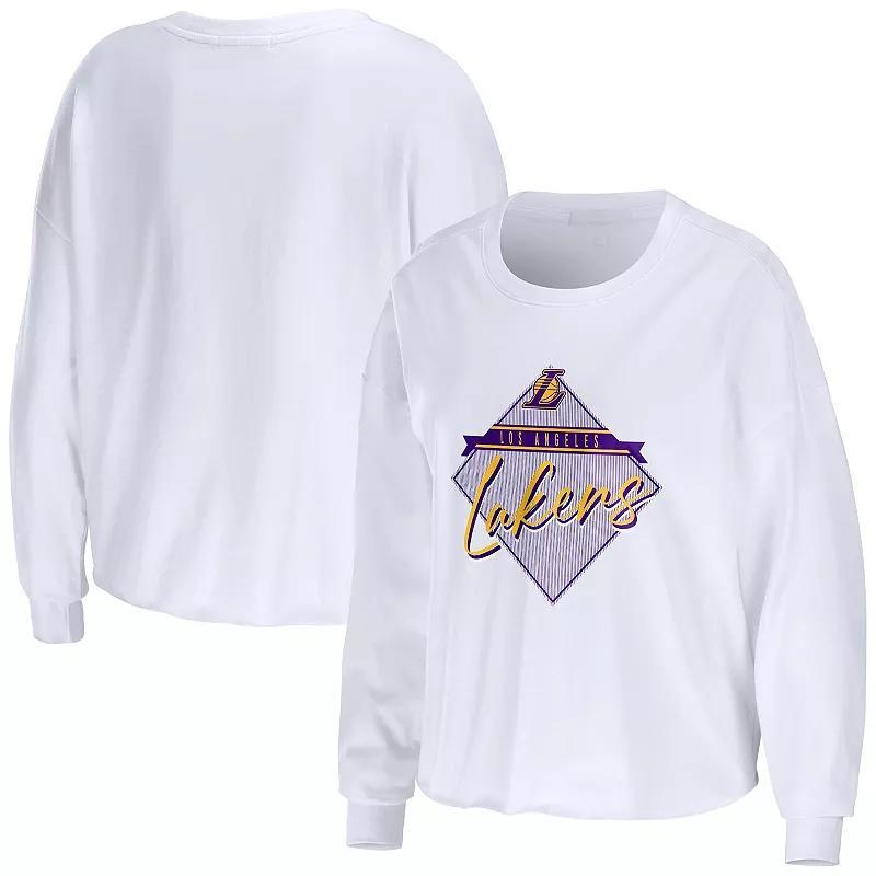 Womens WEAR by Erin Andrews Los Angeles Lakers Cropped Long Sleeve T-Shirt Product Image