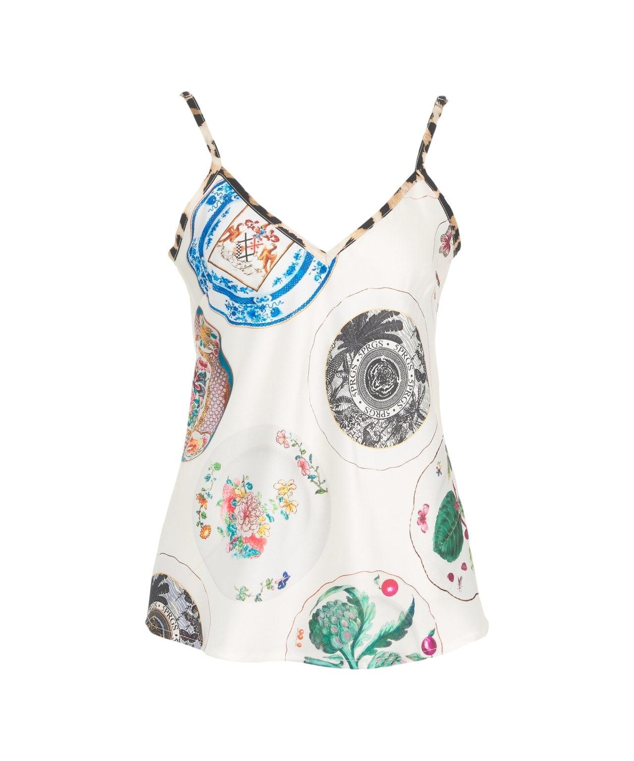 Satin camisole with print Product Image