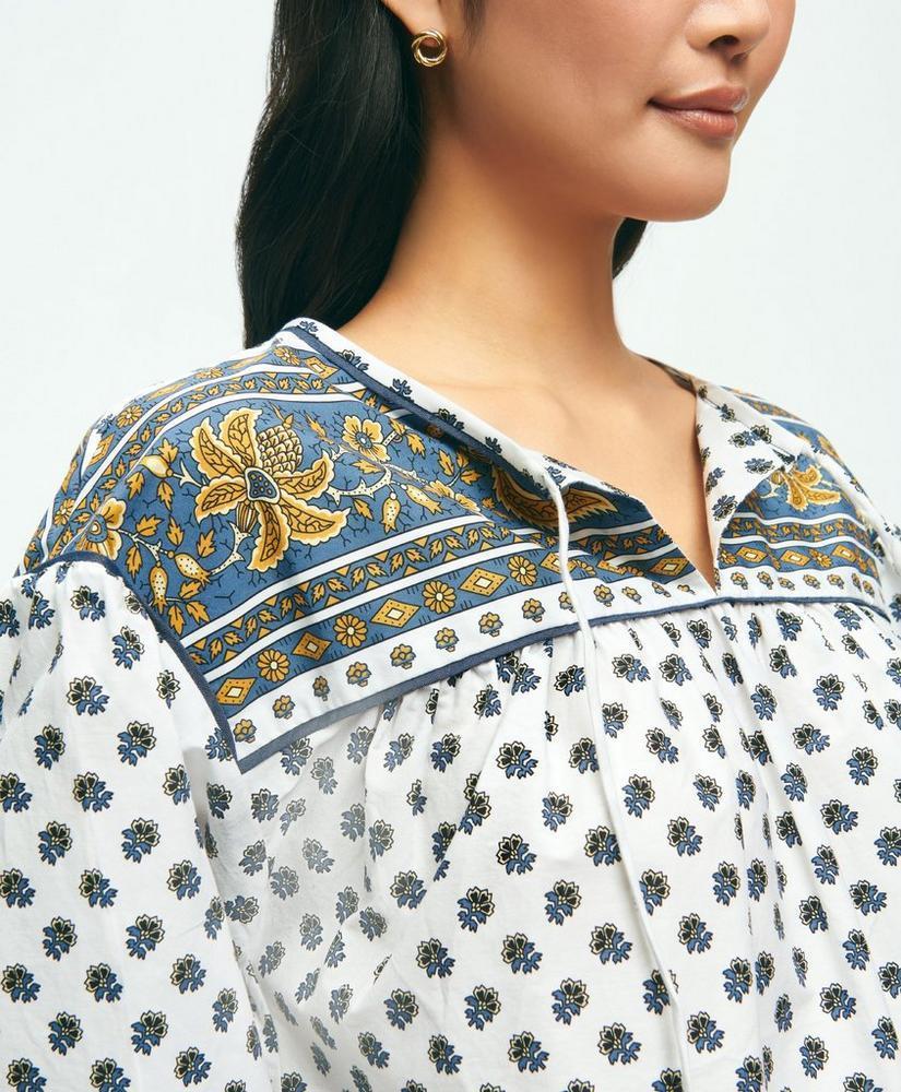 Floral Paisley Popover Peasant Blouse In Cotton Product Image