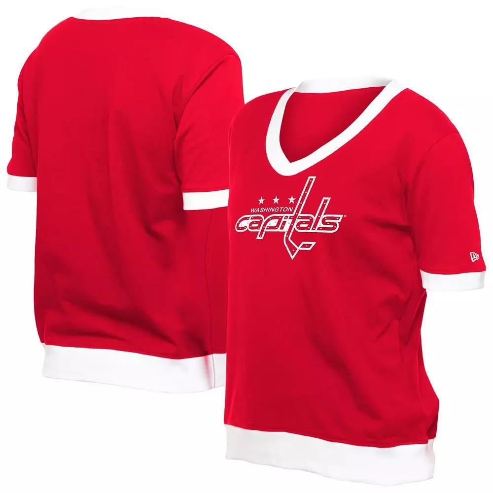Women's New Era Red Washington Capitals Game Day Rhinestuds T-Shirt,  Product Image