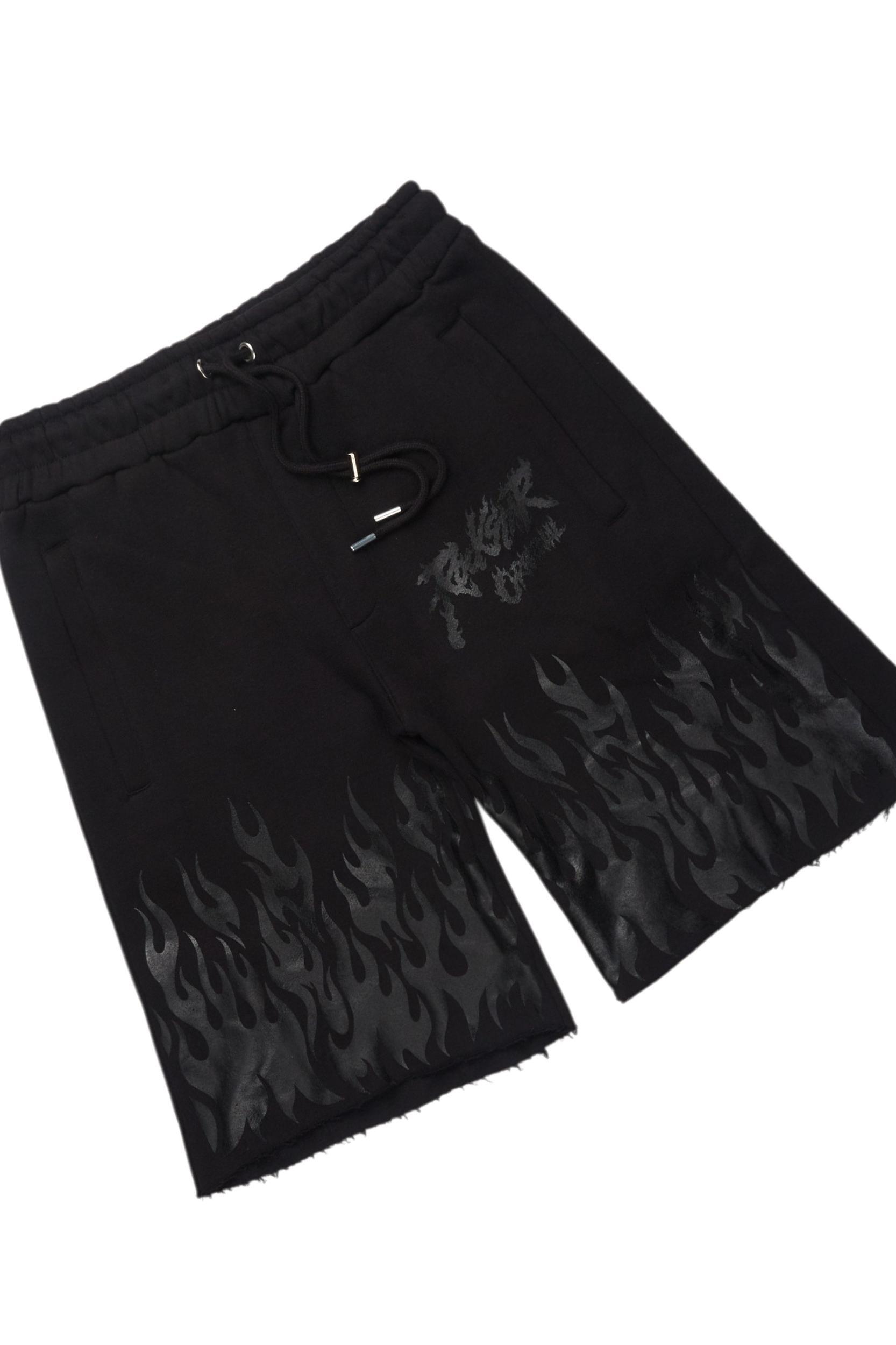 Bubble Black T-Shirt/Raw Edge Short Set Male Product Image