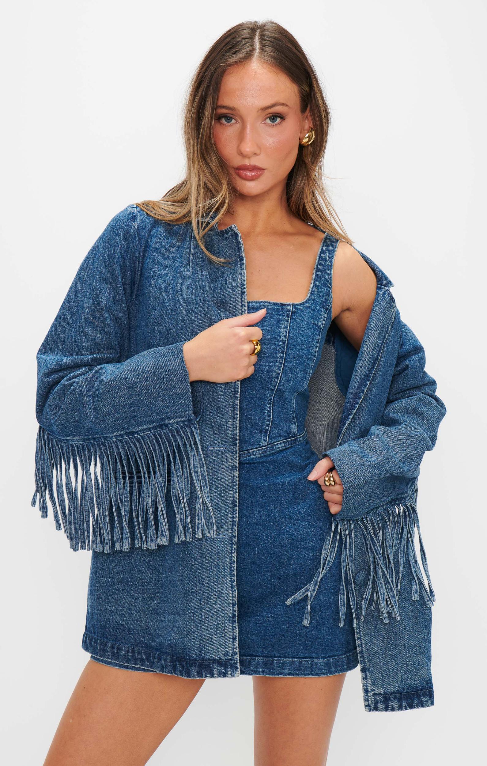 Sierra Fringe Jacket ~ Blue Indigo Product Image
